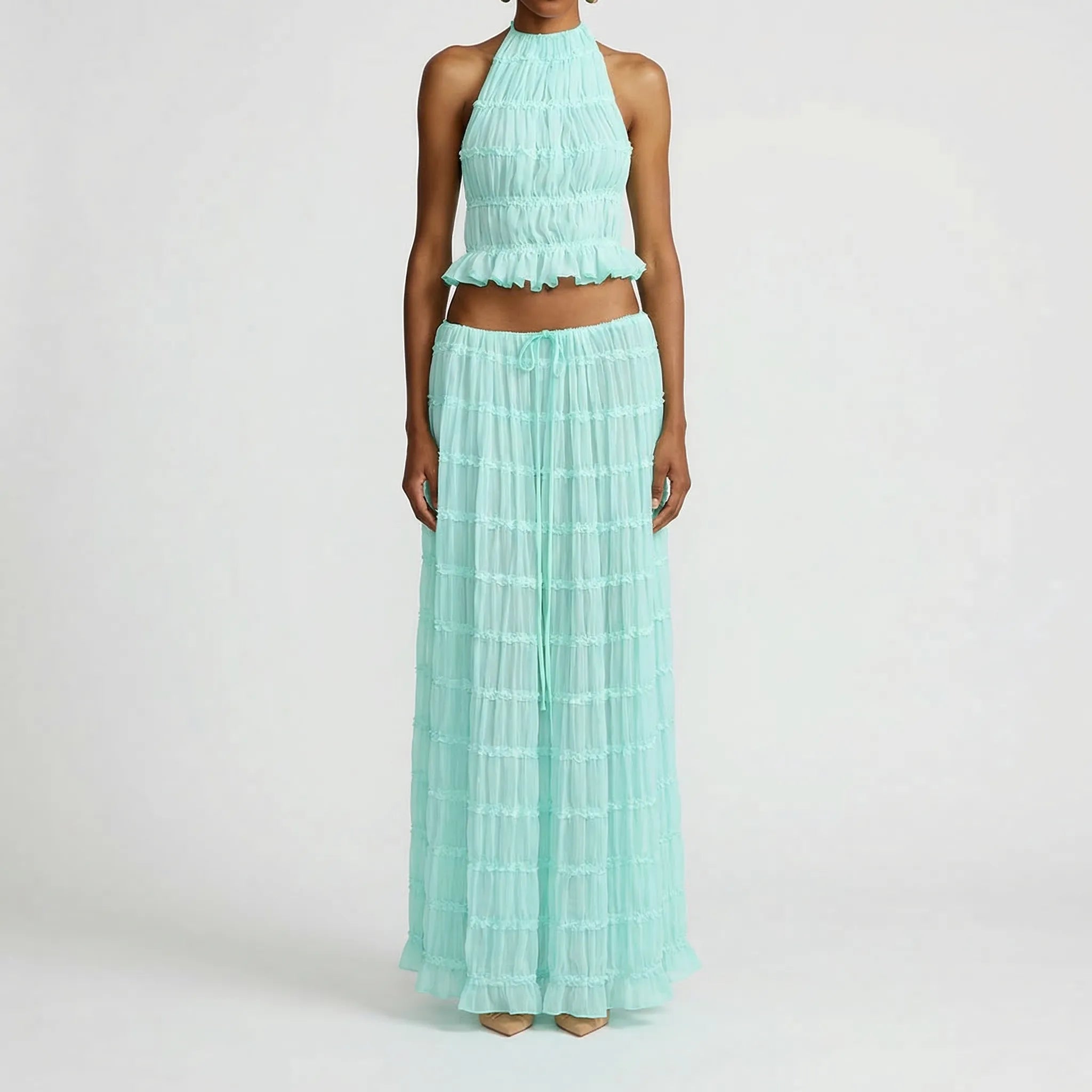 Dwuczęściowy Zestaw Z Długą Spódnicą - Letnie Wyjścia I Spacery 