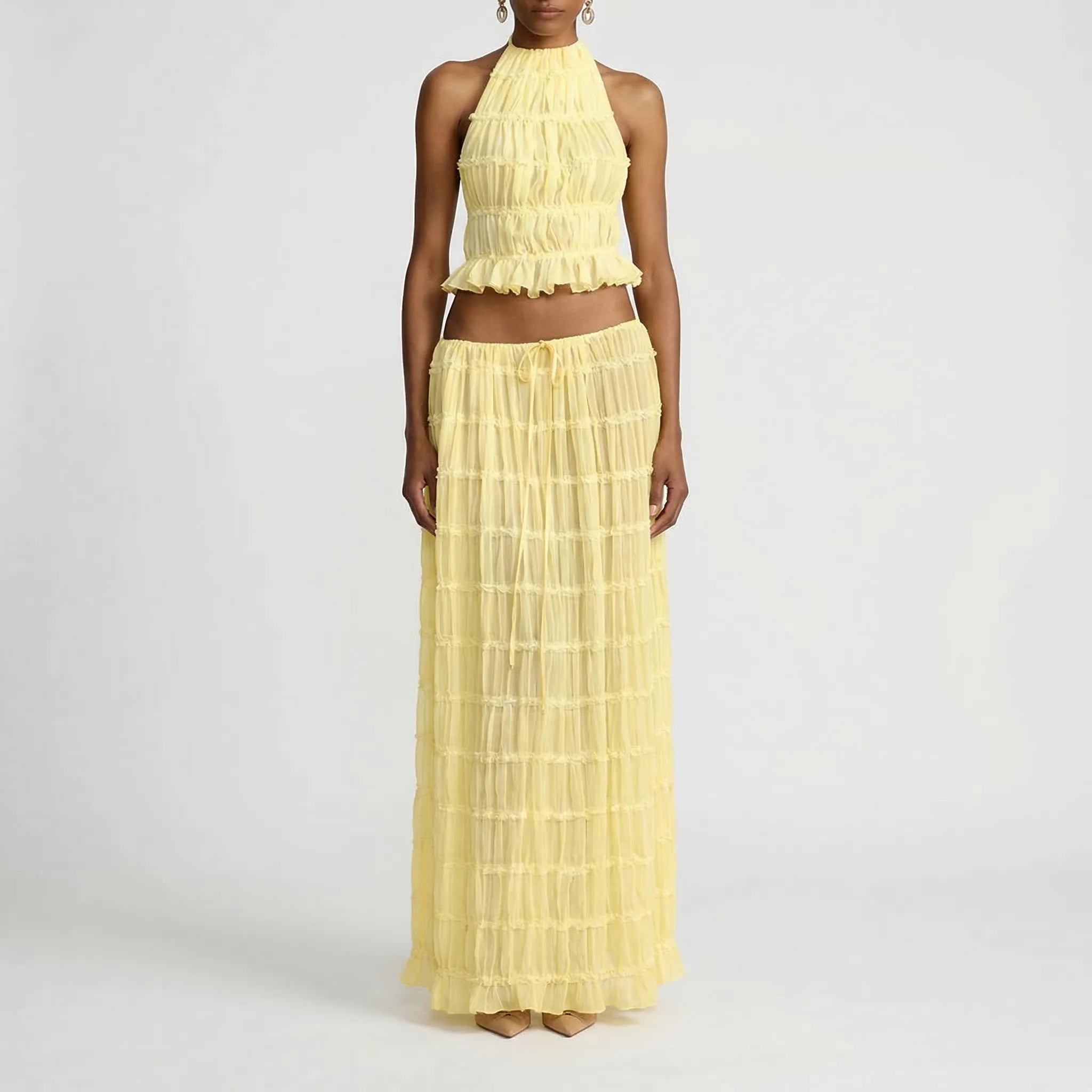 Dwuczęściowy Zestaw Z Długą Spódnicą - Letnie Wyjścia I Spacery 