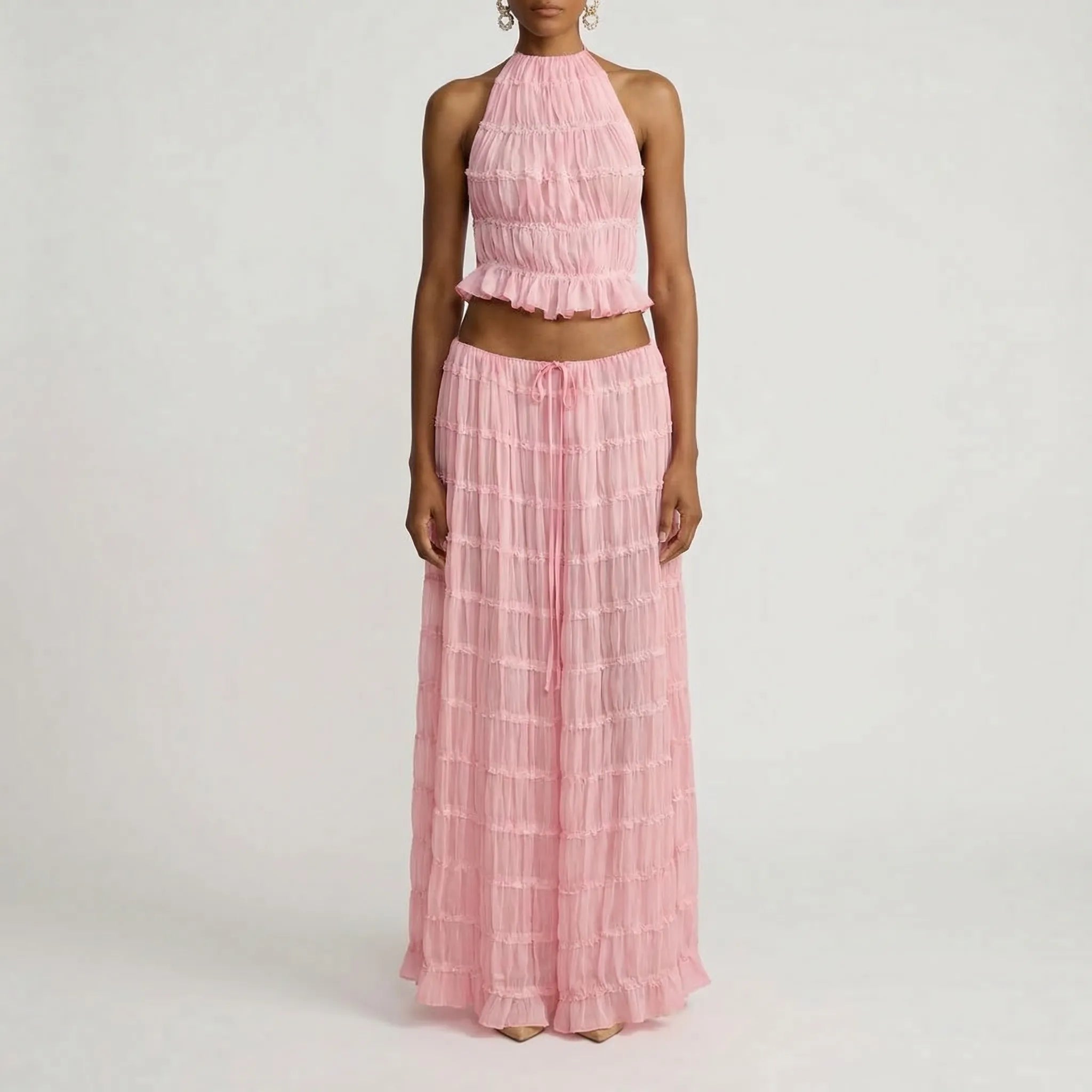 Dwuczęściowy Zestaw Z Długą Spódnicą - Letnie Wyjścia I Spacery 