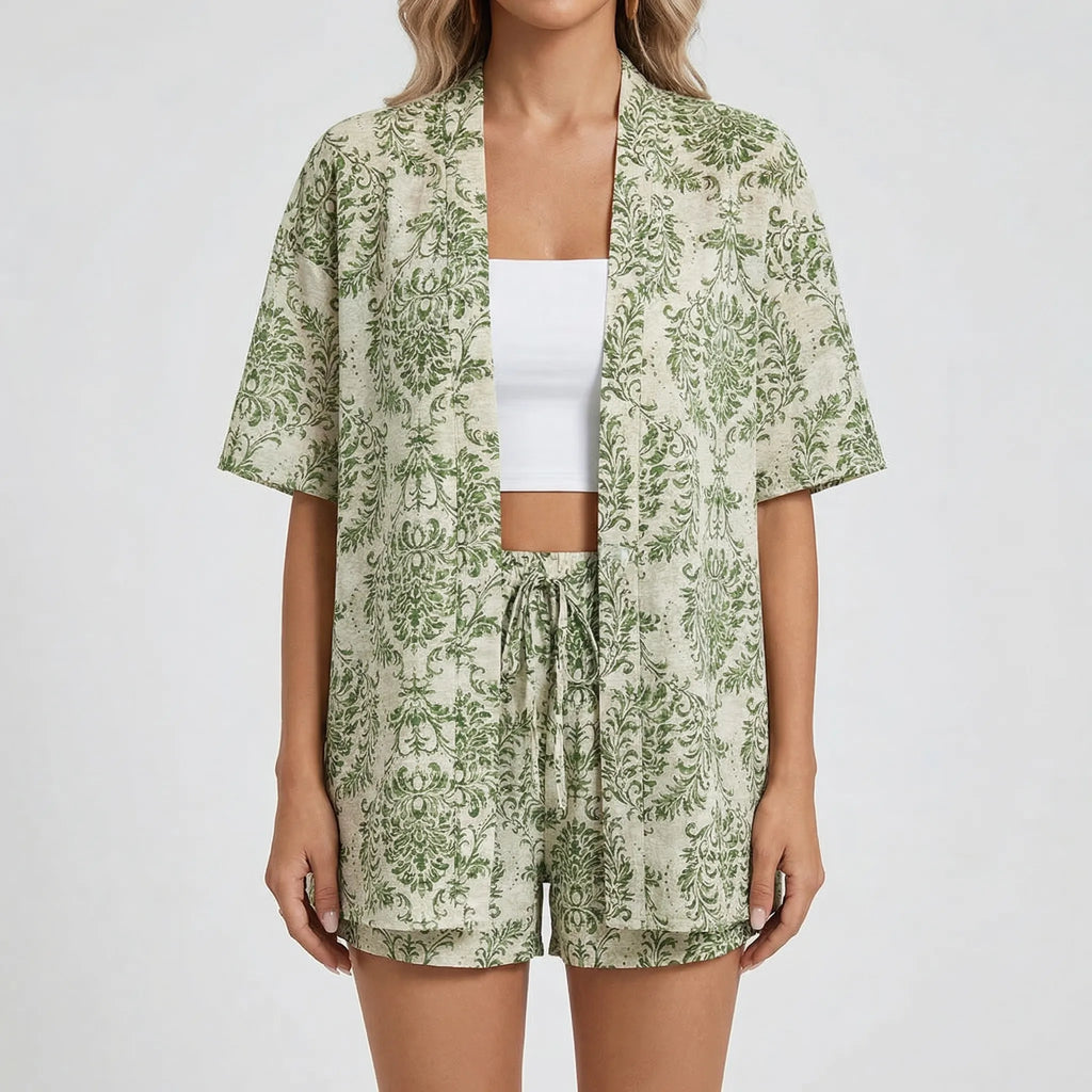 Dwuczęściowy Zestaw Z Kwiatowym Nadrukiem - Letnie Wyjścia Na Miasto 