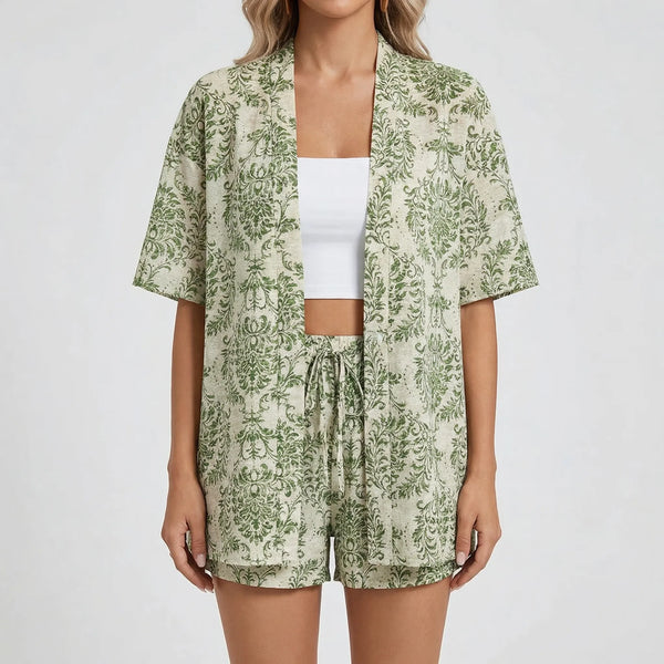 Dwuczęściowy Zestaw Z Kwiatowym Nadrukiem - Letnie Wyjścia Na Miasto 