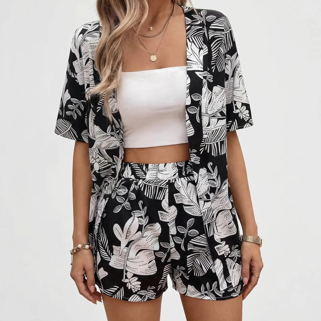 Dwuczęściowy Zestaw Z Kwiatowym Nadrukiem - Letnie Wyjścia Na Miasto 