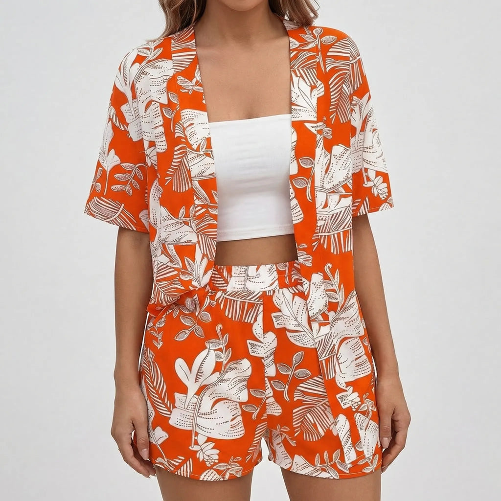 Dwuczęściowy Zestaw Z Kwiatowym Nadrukiem - Letnie Wyjścia Na Miasto 