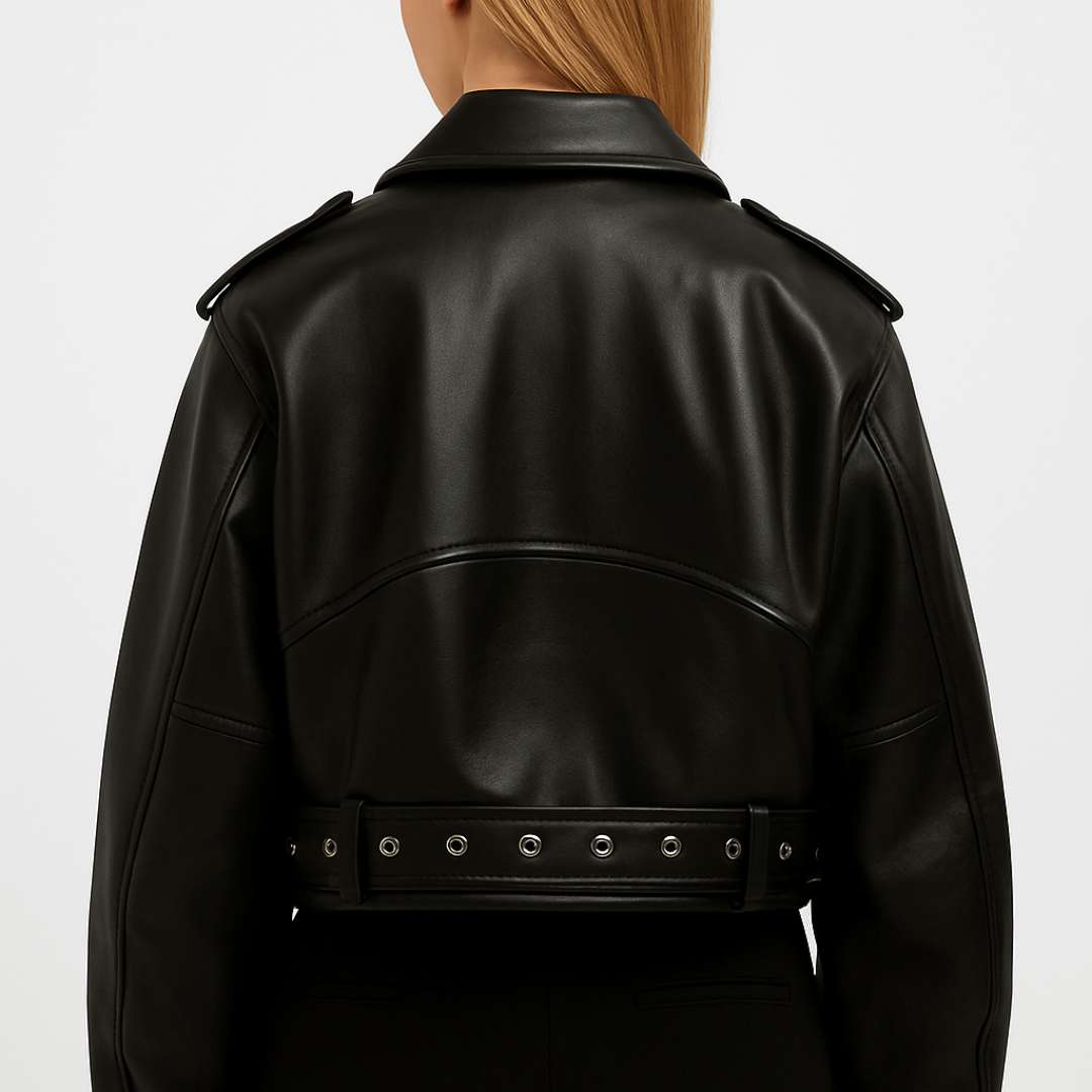 Damska ramoneska skórzana krótka