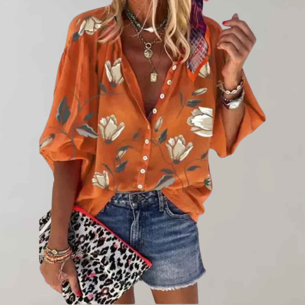 Sybilla – Summer Women's Blouse with Floral Pattern, Light and Stylish