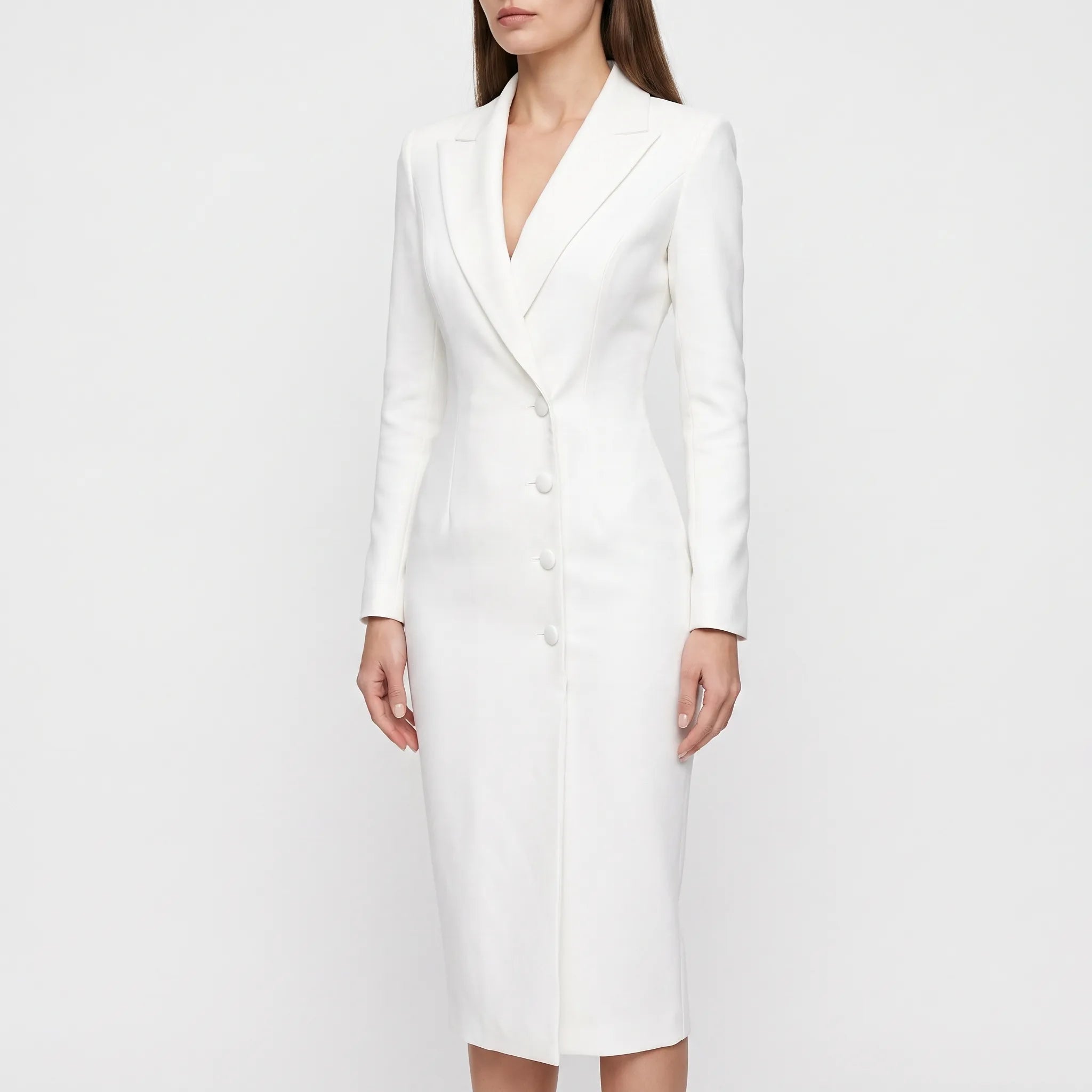 Elegancka Sukienka Marynarkowa Midi - Spotkania Biznesowe 
