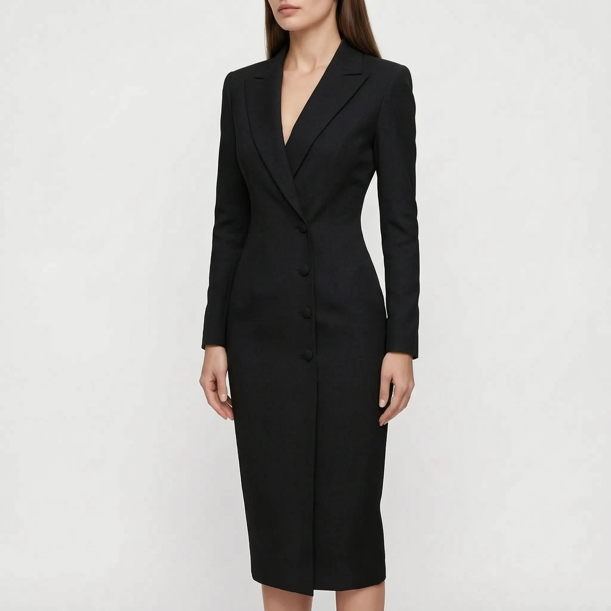 Elegancka Sukienka Marynarkowa Midi - Spotkania Biznesowe 