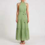 Elegancka Sukienka Maxi W Kropki - Wyjścia Na Przyjęcia 