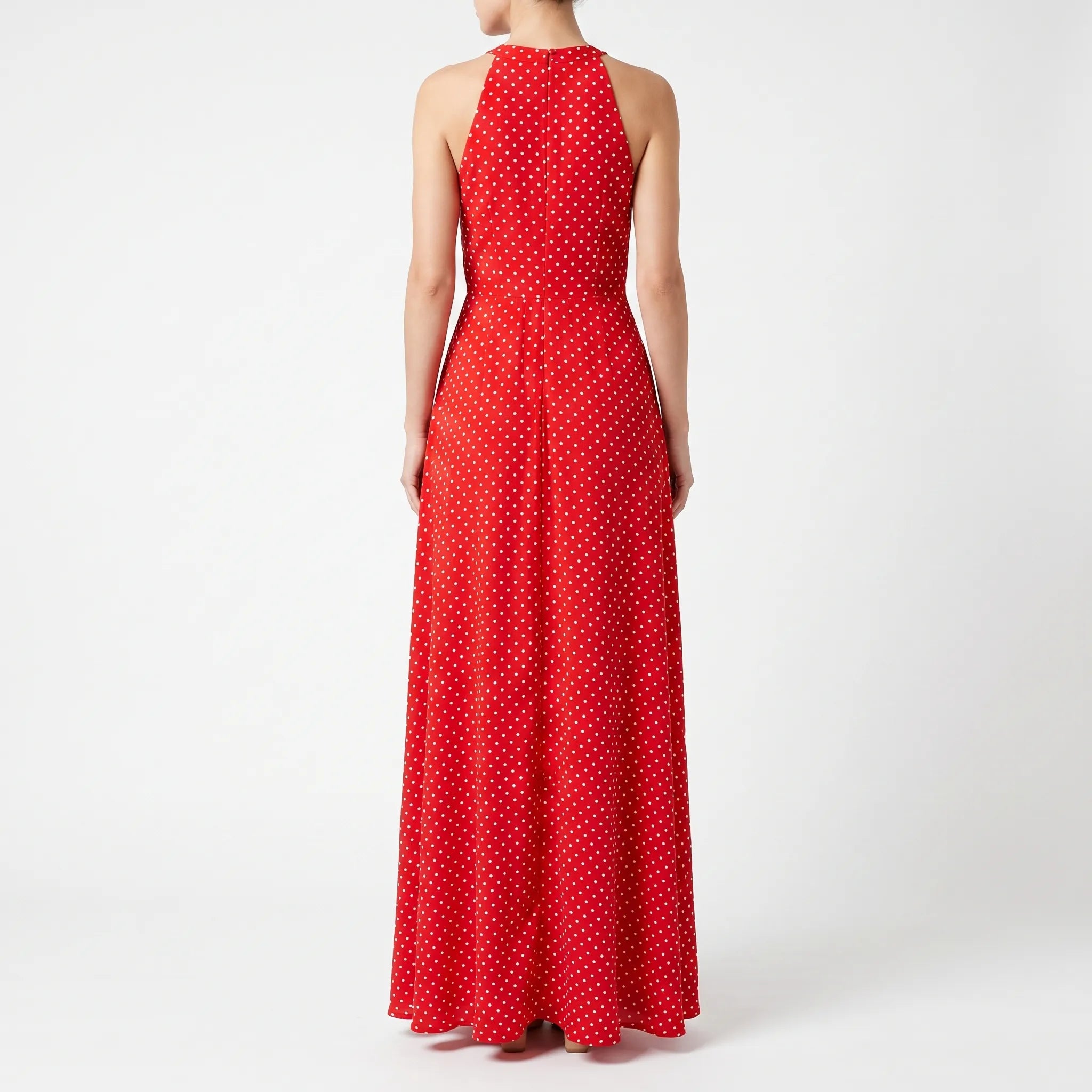 Elegancka Sukienka Maxi W Kropki - Wyjścia Na Przyjęcia 