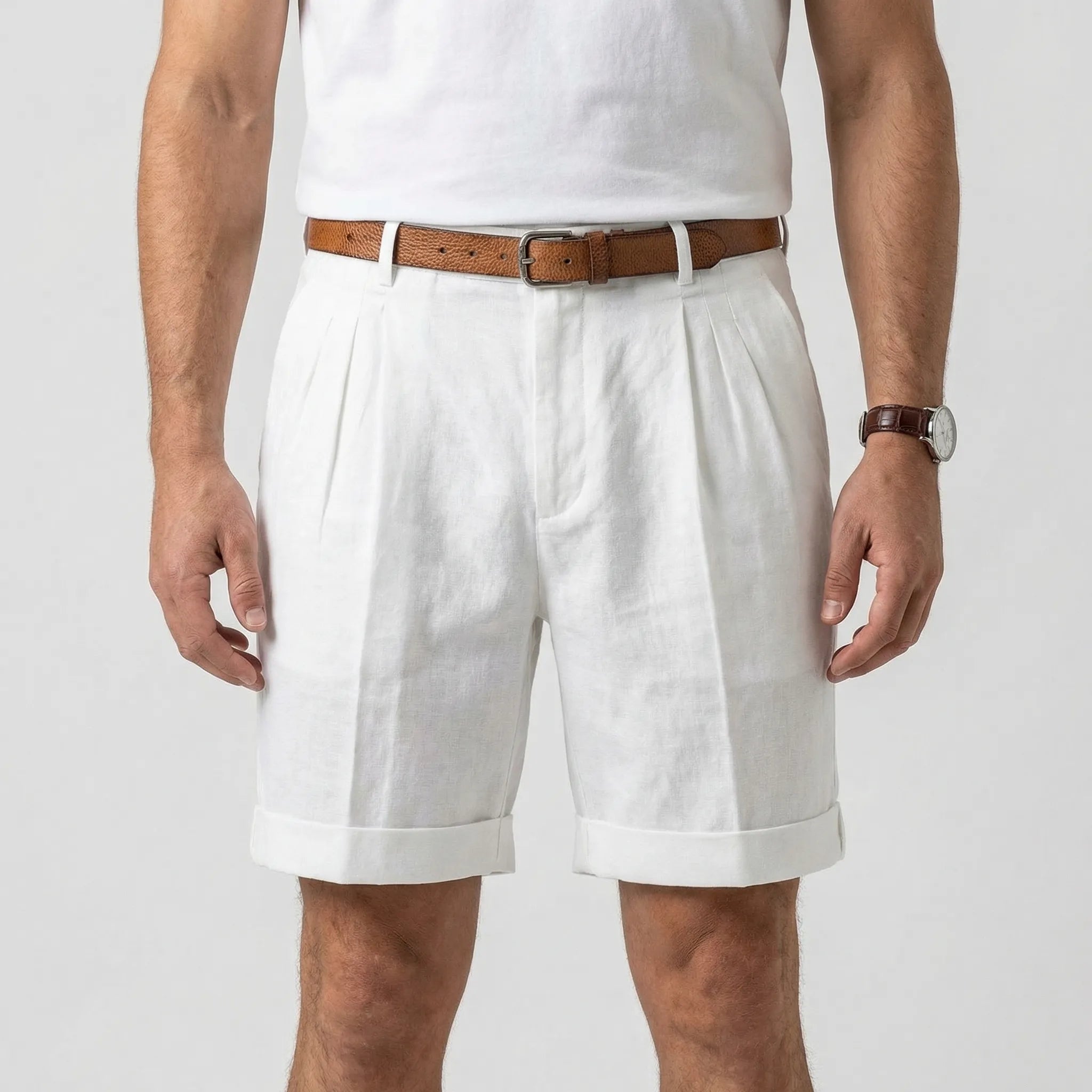 Eleganckie Szorty Męskie Z Zakładkami - Codzienny Strój Letni 