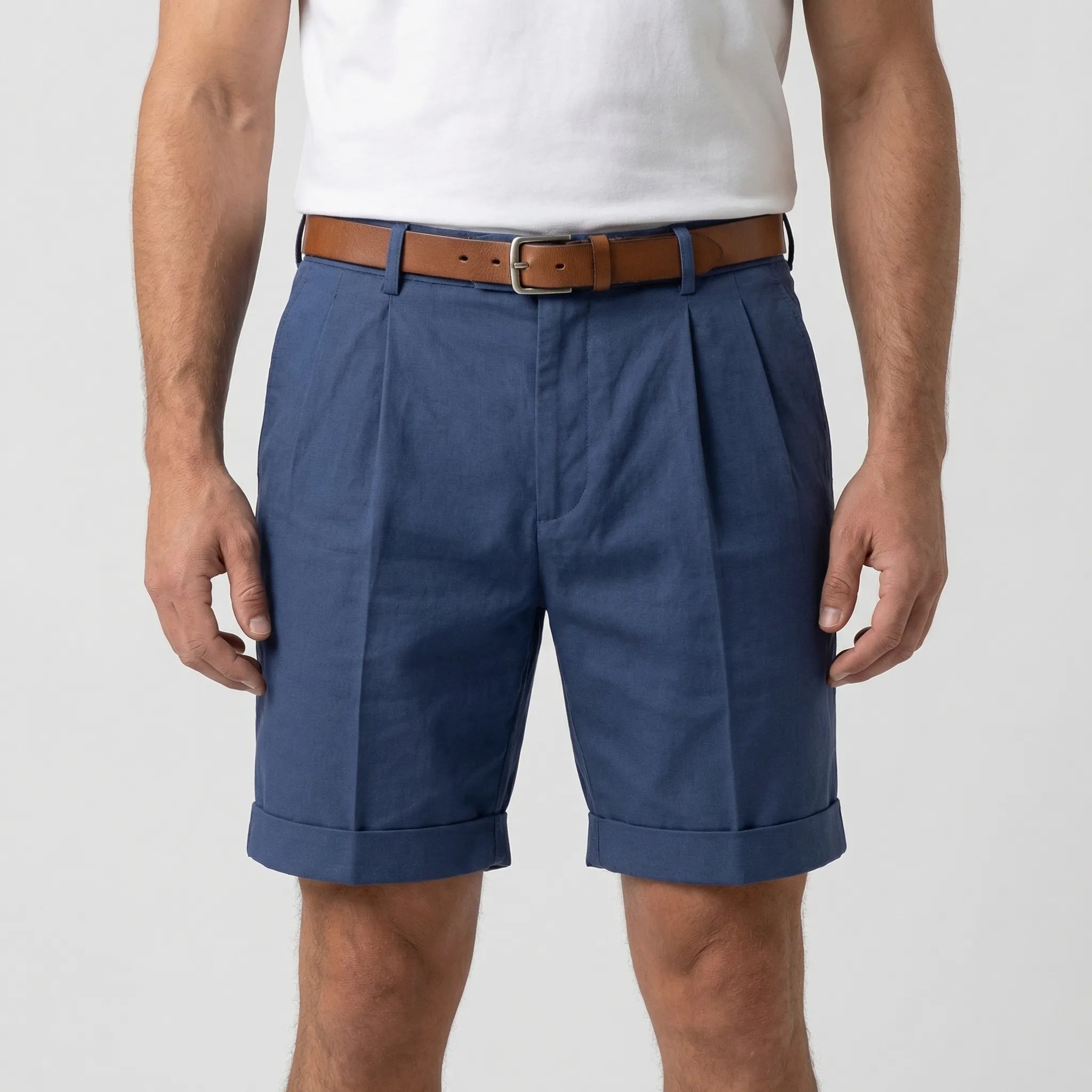 Eleganckie Szorty Męskie Z Zakładkami - Codzienny Strój Letni 