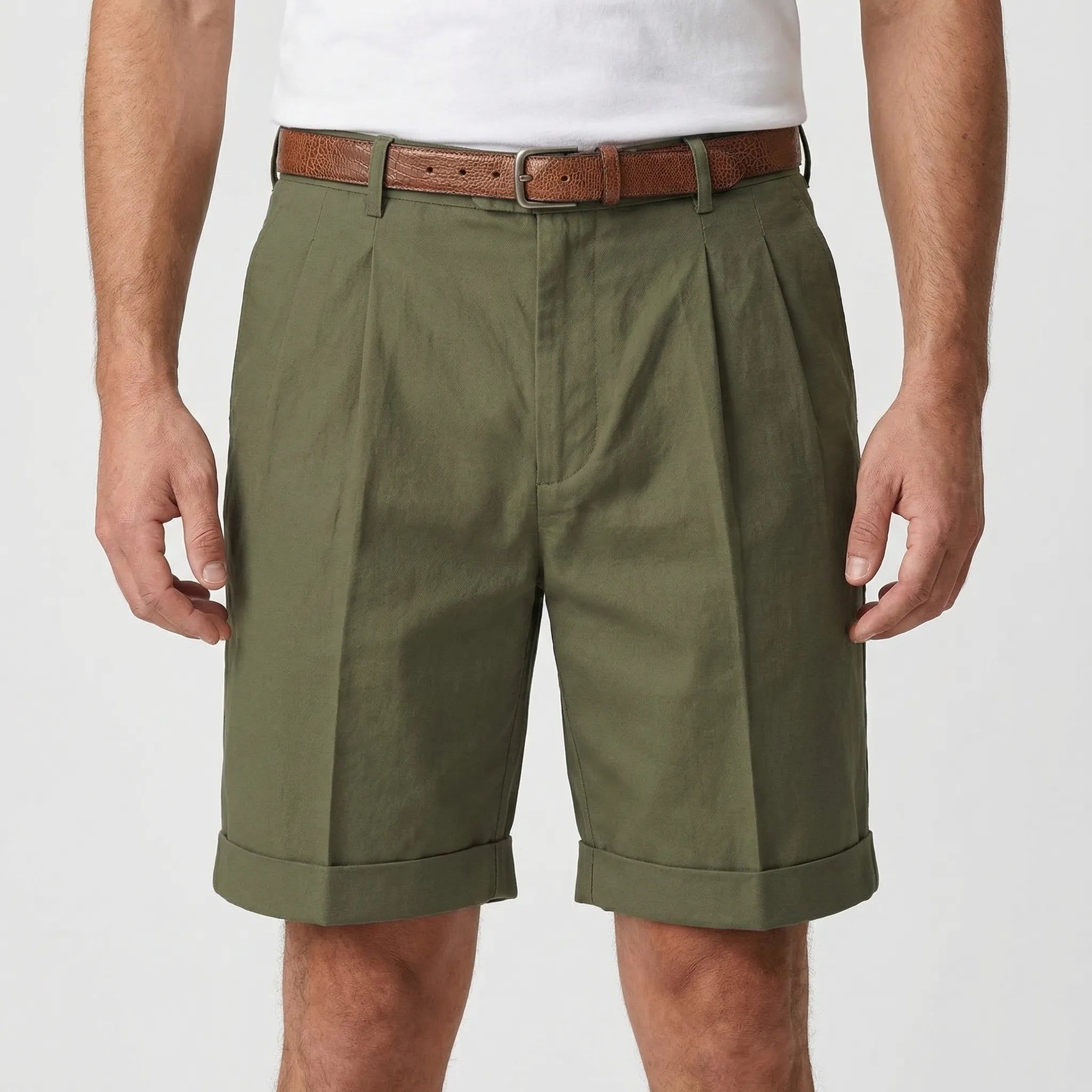 Eleganckie Szorty Męskie Z Zakładkami - Codzienny Strój Letni 