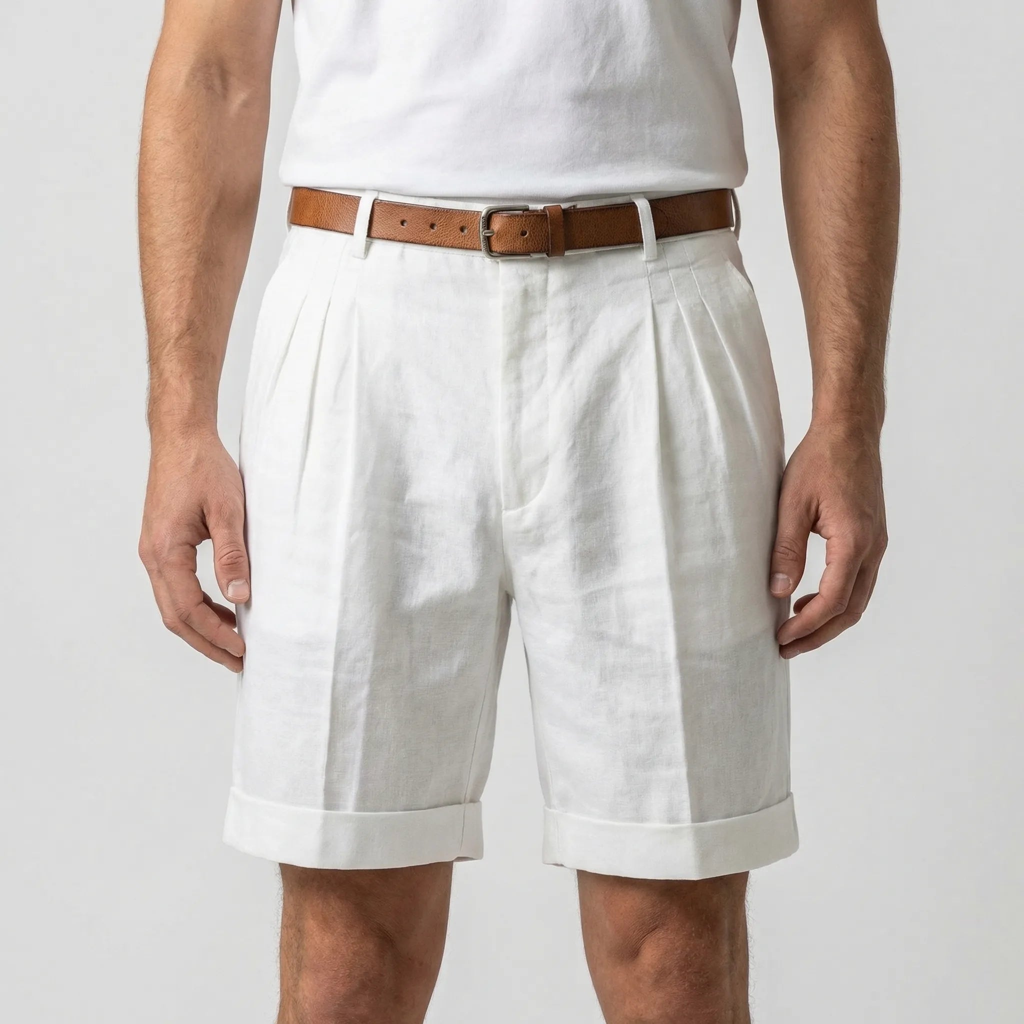 Eleganckie Szorty Męskie Z Zakładkami - Codzienny Strój Letni 