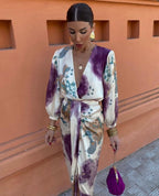 Elantra | Rochie Midi Damă cu Decolteu în V – Stil Elegant pentru Evenimente