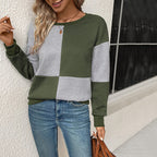 Ada – Damski Casual Sweter z Kolorowym Blokiem i Okrągłym Dekoltem Wygodny