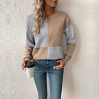Ada – Damski Casual Sweter z Kolorowym Blokiem i Okrągłym Dekoltem Wygodny
