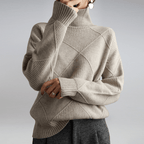 Isabella – Damski Sweter Casual w Kratę z Golfem Wygodny i Stylowy