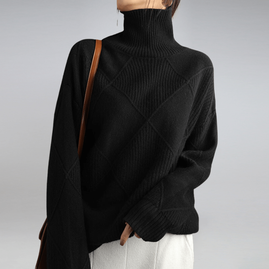 Isabella – Damski Sweter Casual w Kratę z Golfem Wygodny i Stylowy