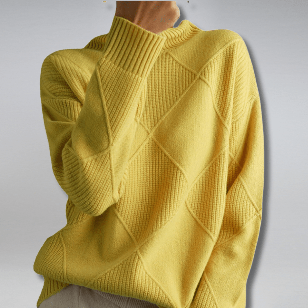 Isabella – Damski Sweter Casual w Kratę z Golfem Wygodny i Stylowy