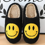 Livia – Women's Slippers with Embroidered Smile and Soft Fur