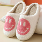 Livia – Women's Slippers with Embroidered Smile and Soft Fur