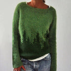 Elena – Damski Sweter z Okrągłym Dekoltem Norweski Wzór Casual