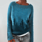 Elena – Damski Sweter z Okrągłym Dekoltem Norweski Wzór Casual