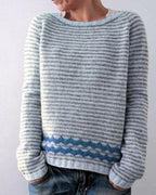 Elena – Damski Sweter z Okrągłym Dekoltem Norweski Wzór Casual