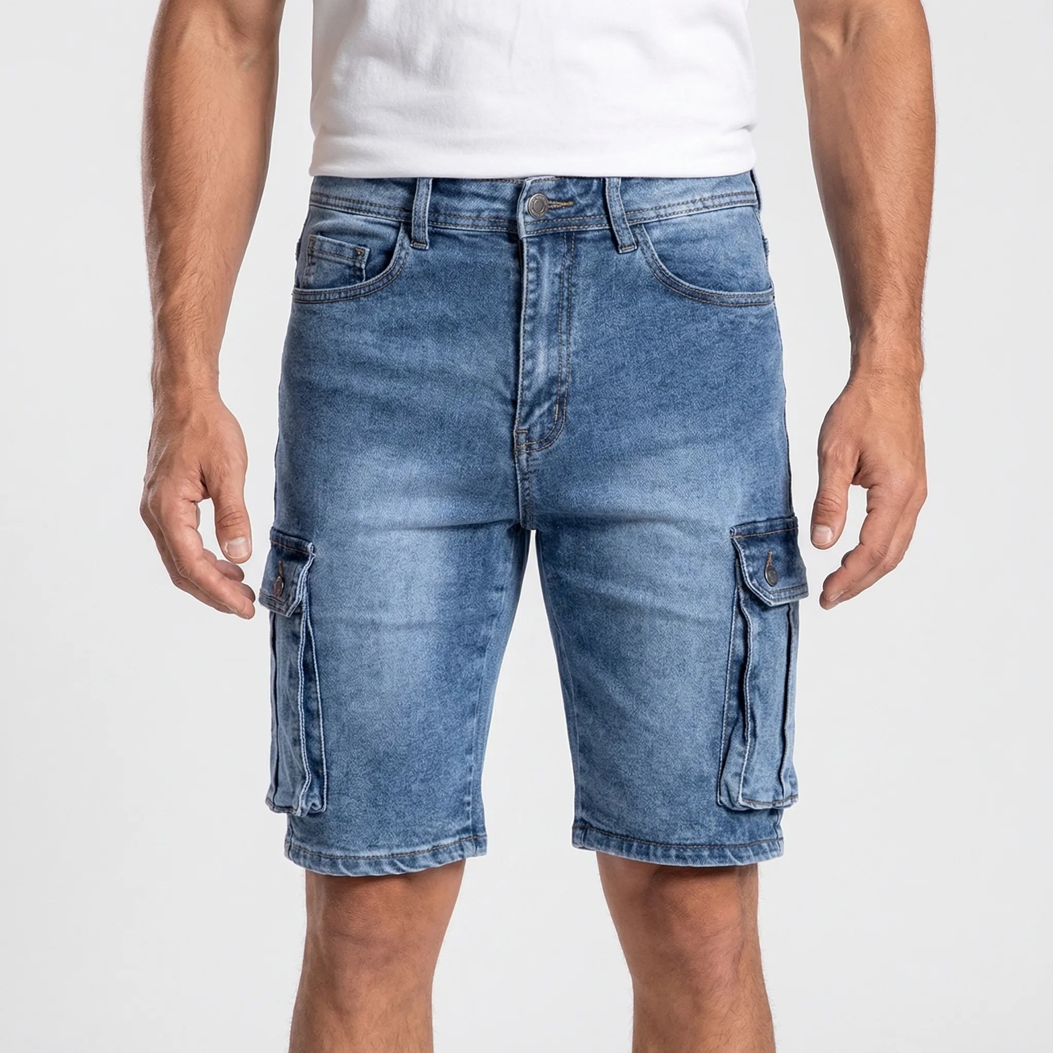 Jeansowe Szorty Cargo Z Kieszeniami - Codzienny Miejski Look 