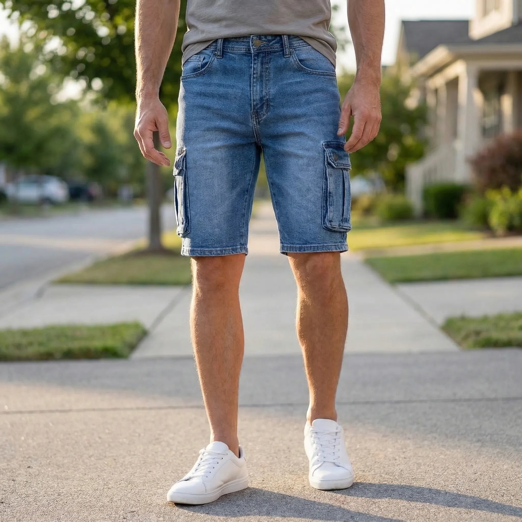 Jeansowe Szorty Cargo Z Kieszeniami - Codzienny Miejski Look 