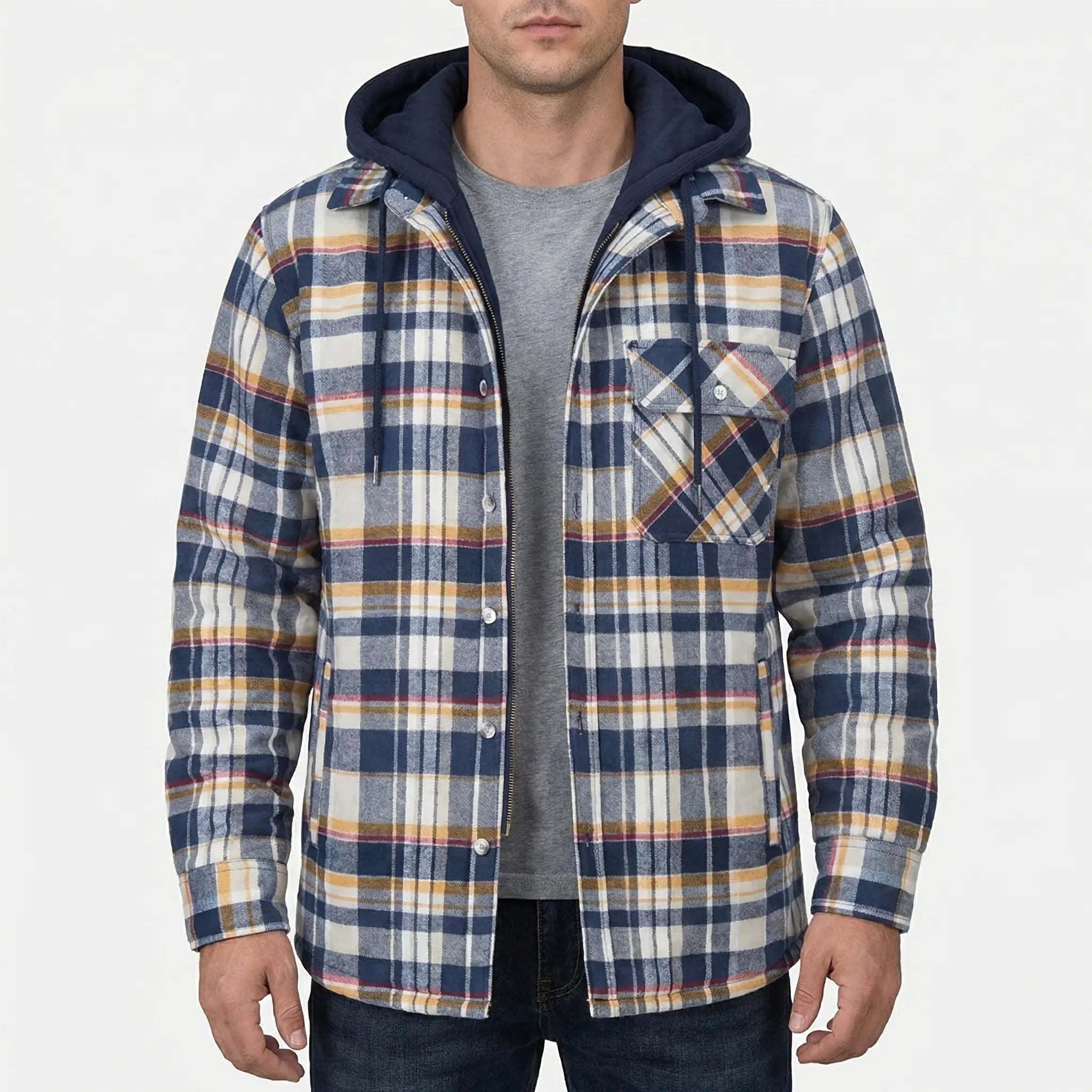 Krata Koszulowa Kurtka Z Kapturem - Codzienny Casual Look 