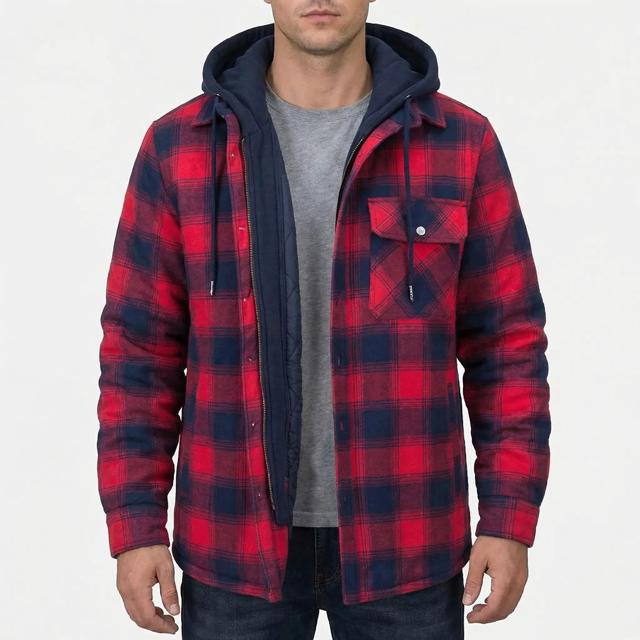 Krata Koszulowa Kurtka Z Kapturem - Codzienny Casual Look 