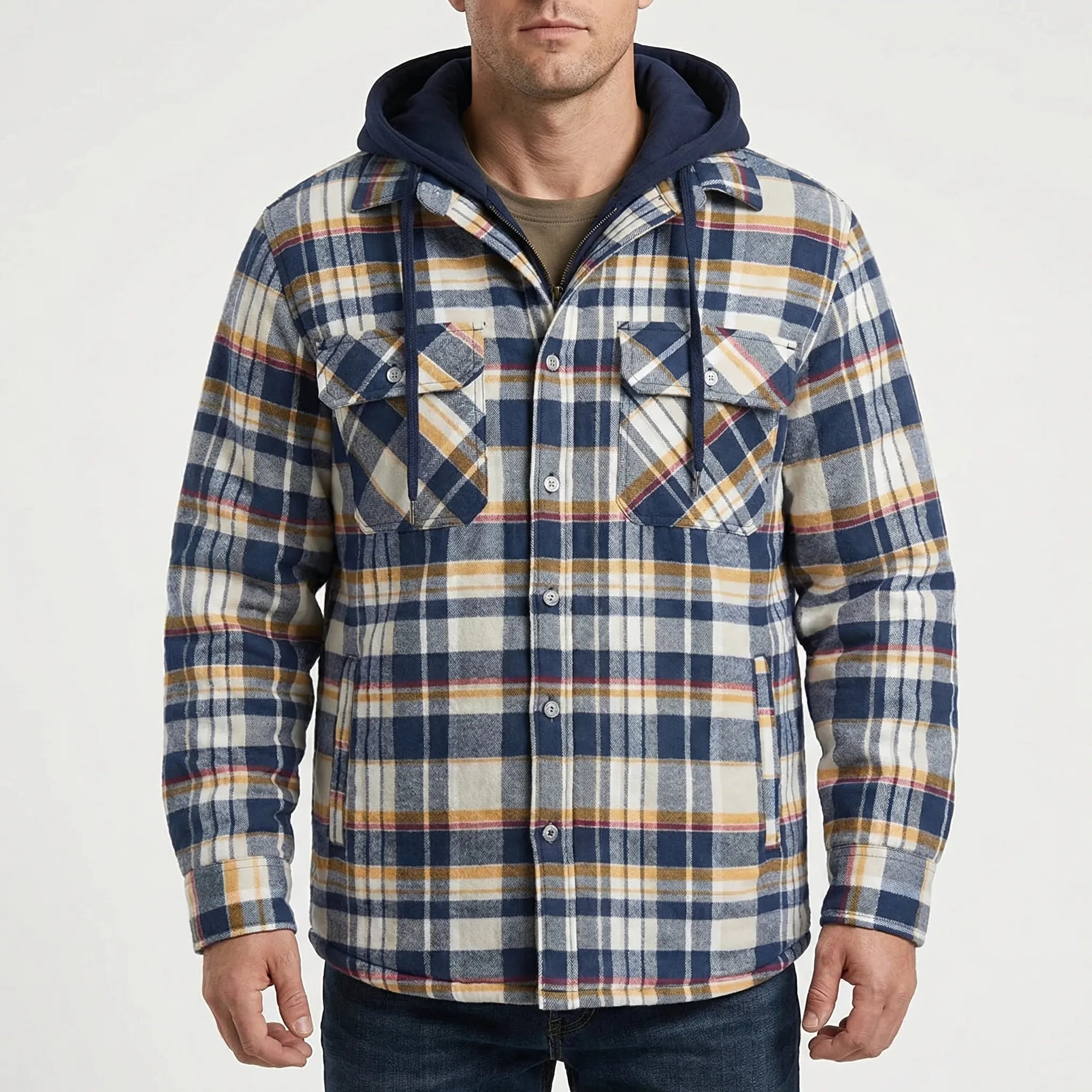 Krata Koszulowa Kurtka Z Kapturem - Codzienny Casual Look 
