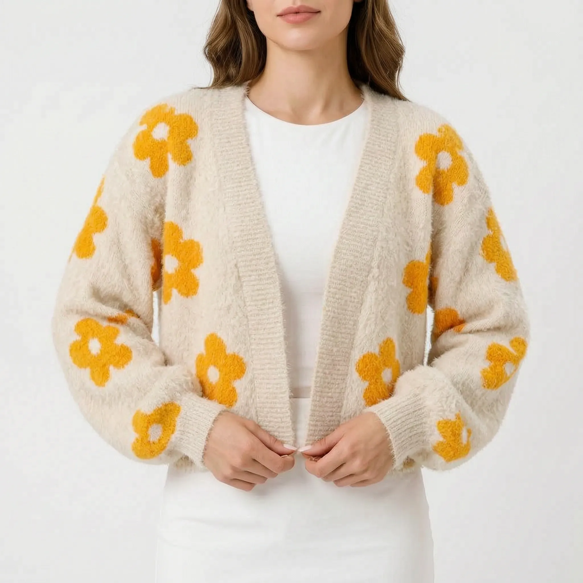 Krótki Różowy Sweter Kardigan - Codzienne Wyjścia 