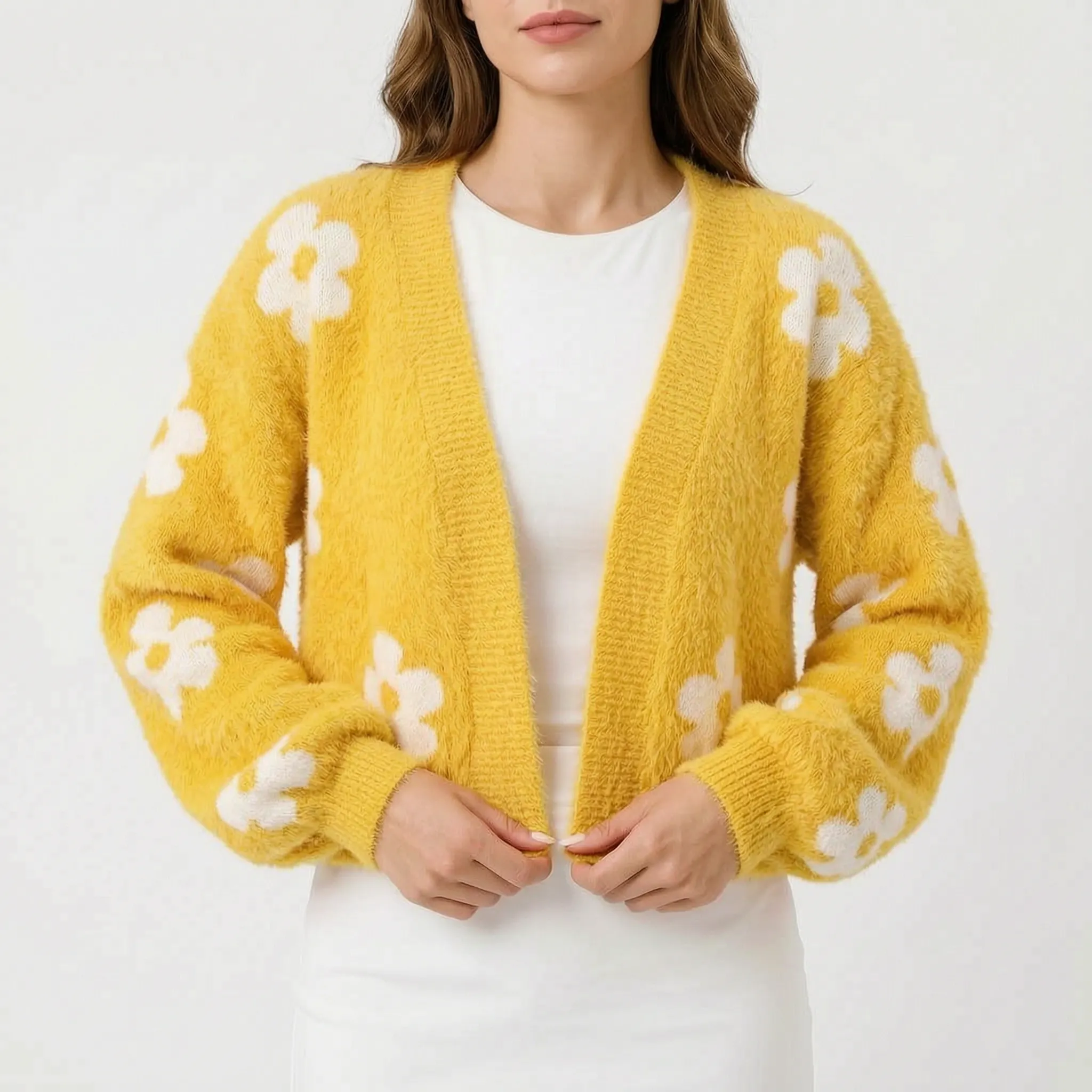 Krótki Różowy Sweter Kardigan - Codzienne Wyjścia 