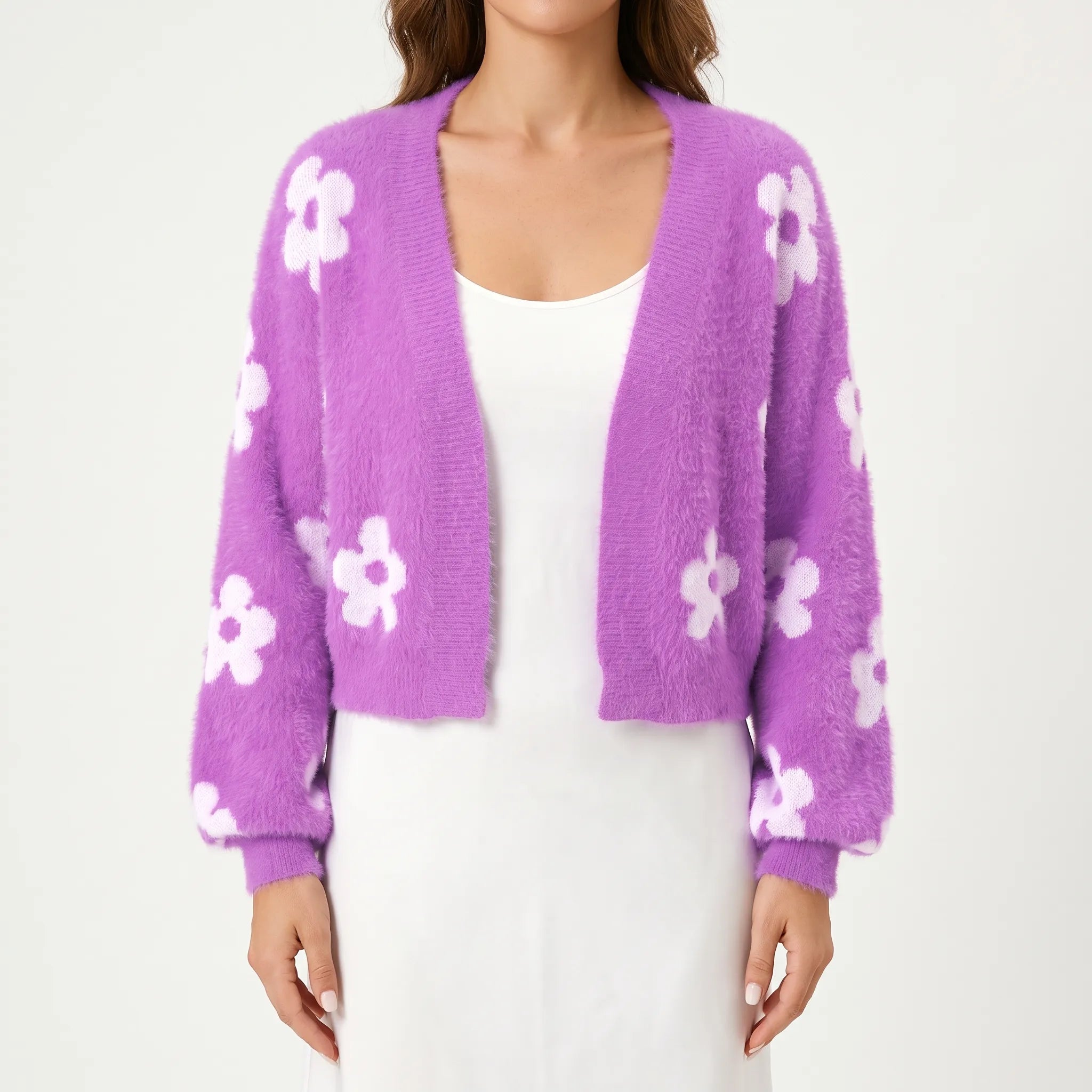 Krótki Różowy Sweter Kardigan - Codzienne Wyjścia 