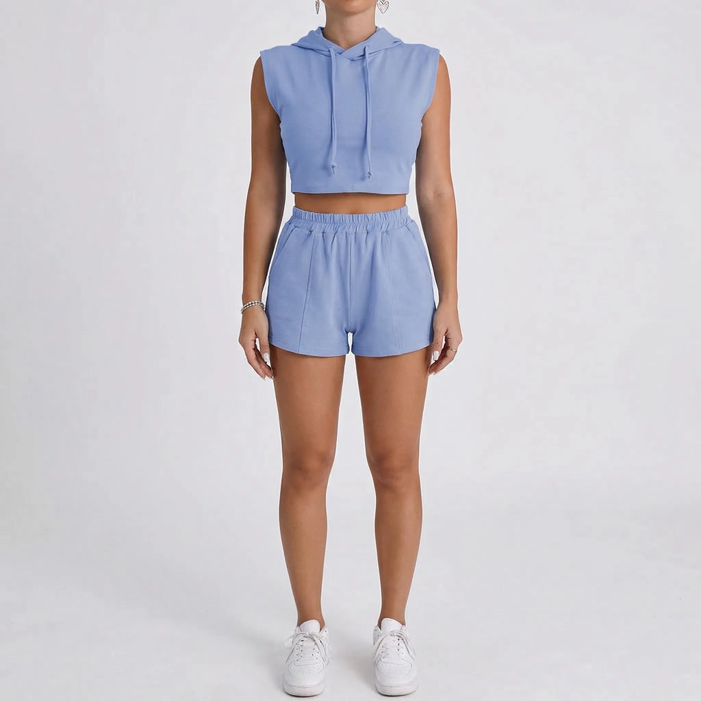 Krótki Top Z Kapturem I Szorty - Codzienny Relaks W Domu 