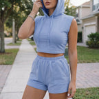 Krótki Top Z Kapturem I Szorty - Codzienny Relaks W Domu 