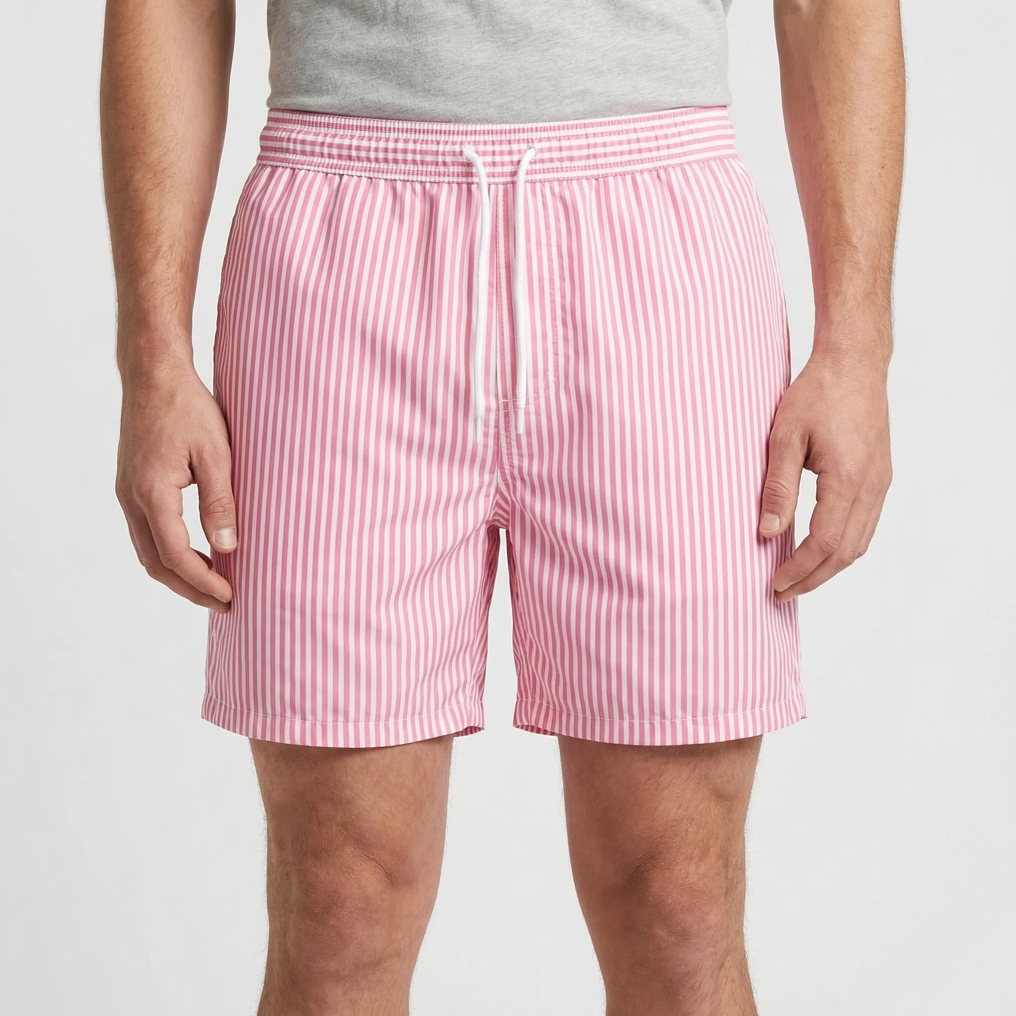 Krótkie Spodenki Kąpielowe W Paski - Surfowanie Na Falach 