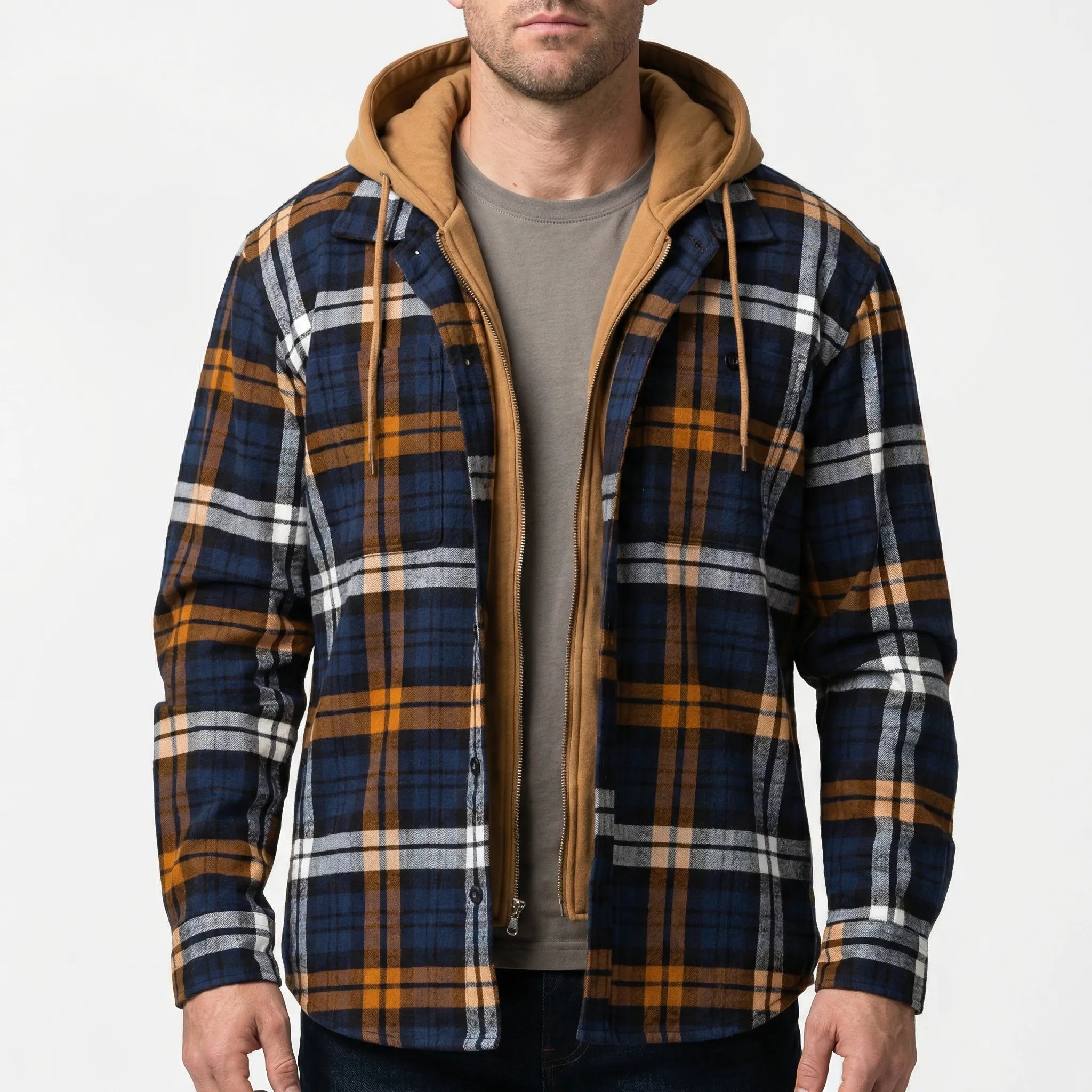 Kurtka W Kratę Z Kapturem I Zamkiem - Codzienny Casual Look 