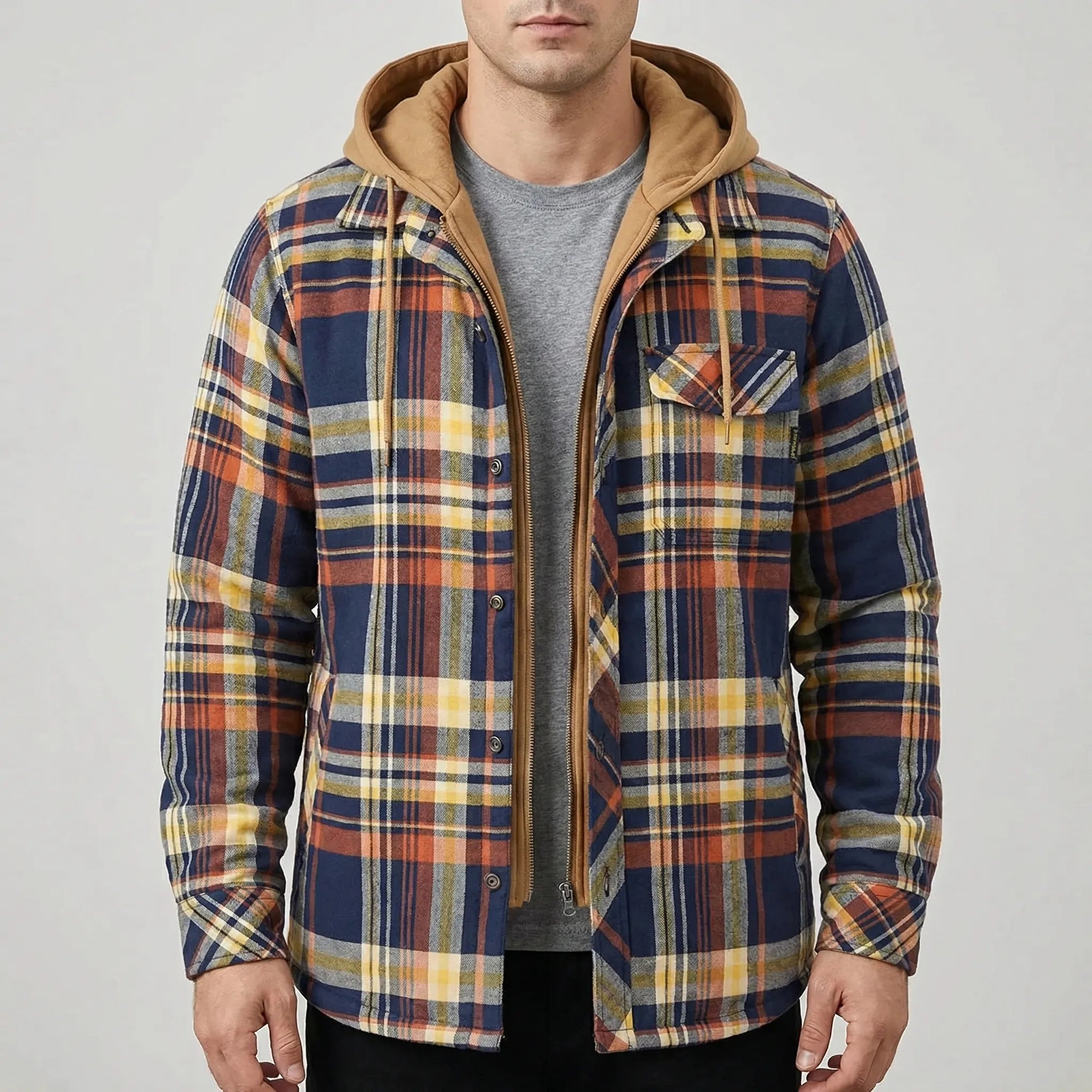 Kurtka W Kratę Z Kapturem I Zamkiem - Codzienny Casual Look 