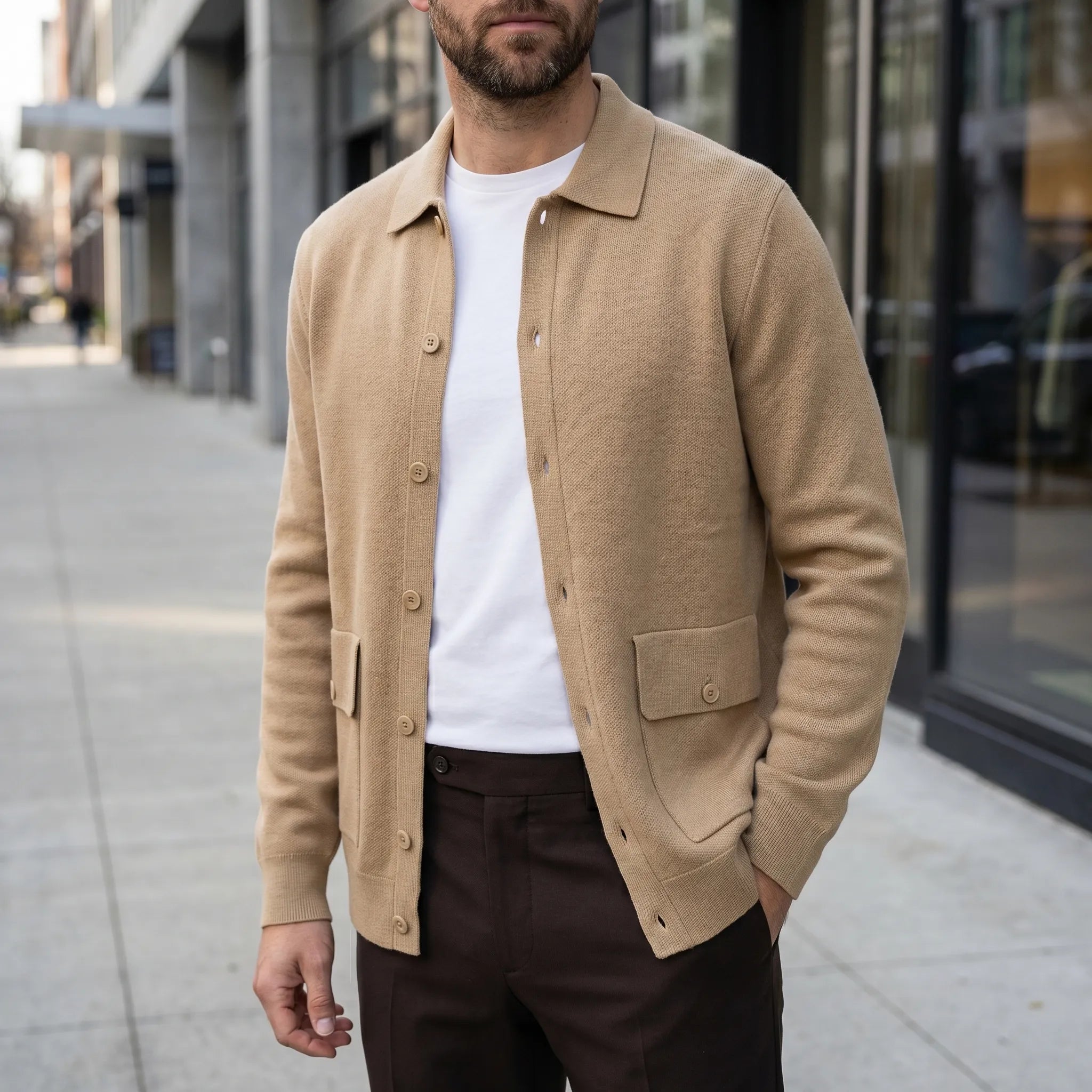 Męska Kurtka Z Guzikami I Kołnierzem - Stylizacje Smart Casual 