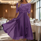 Midi Sukienka Z Koronkowym Gorsetem - Na Eleganckie Przyjęcia 