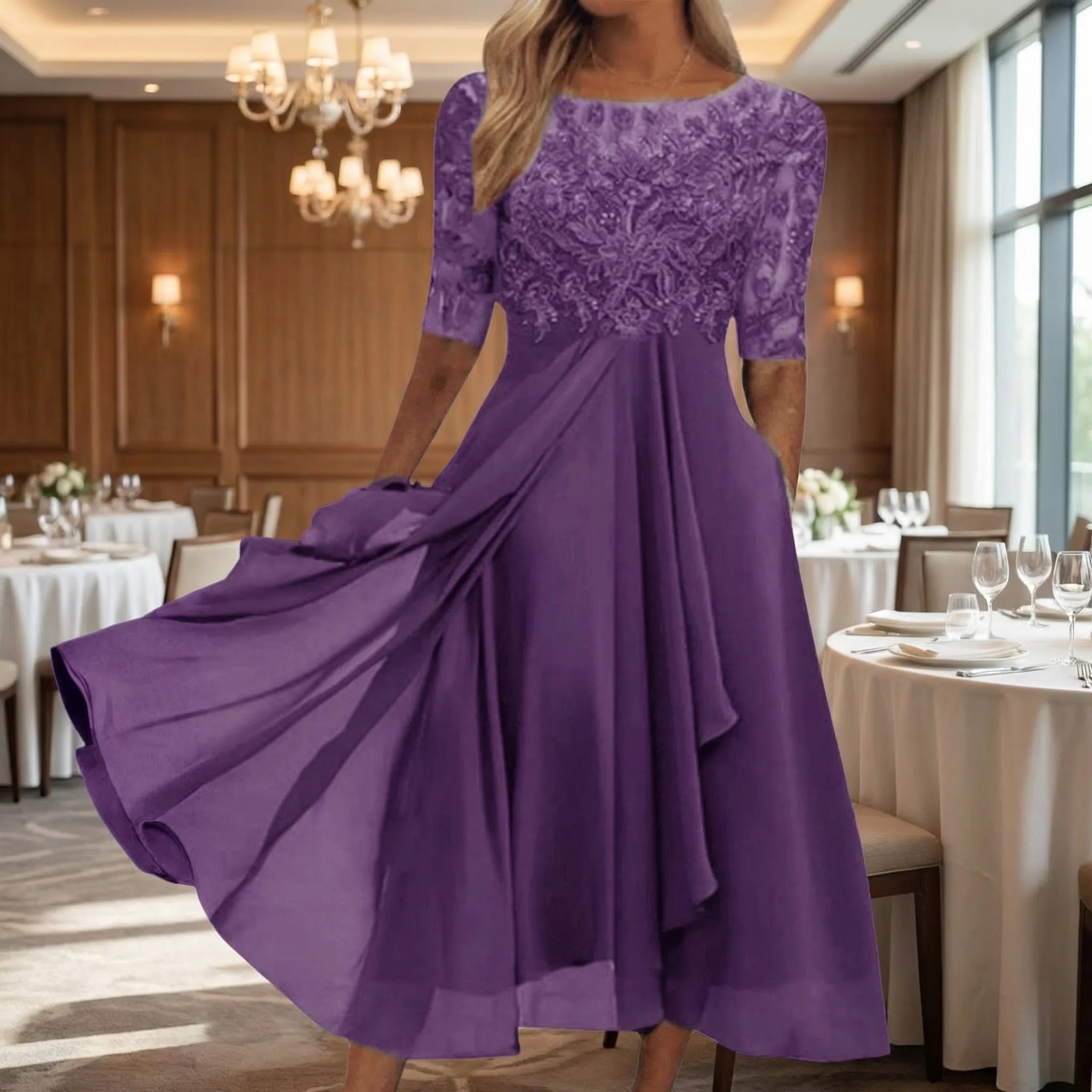 Midi Sukienka Z Koronkowym Gorsetem - Na Eleganckie Przyjęcia 