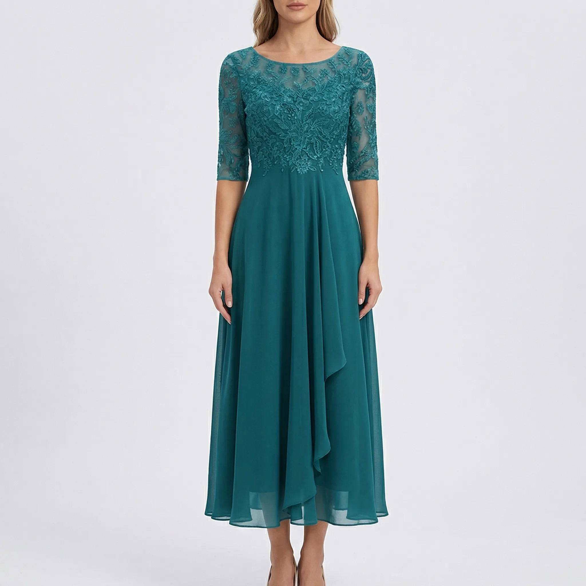 Midi Sukienka Z Koronkowym Gorsetem - Na Eleganckie Przyjęcia 