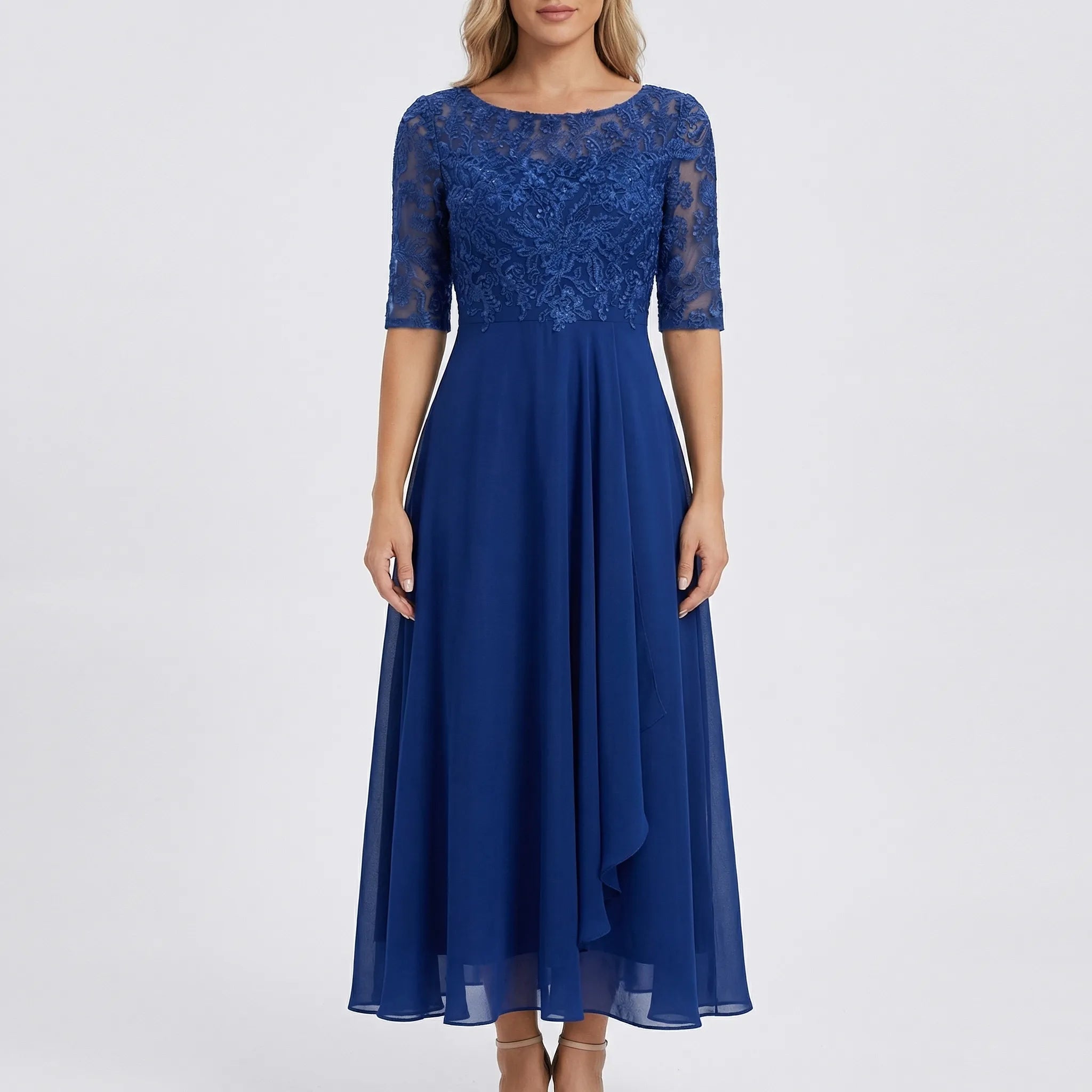 Midi Sukienka Z Koronkowym Gorsetem - Na Eleganckie Przyjęcia 