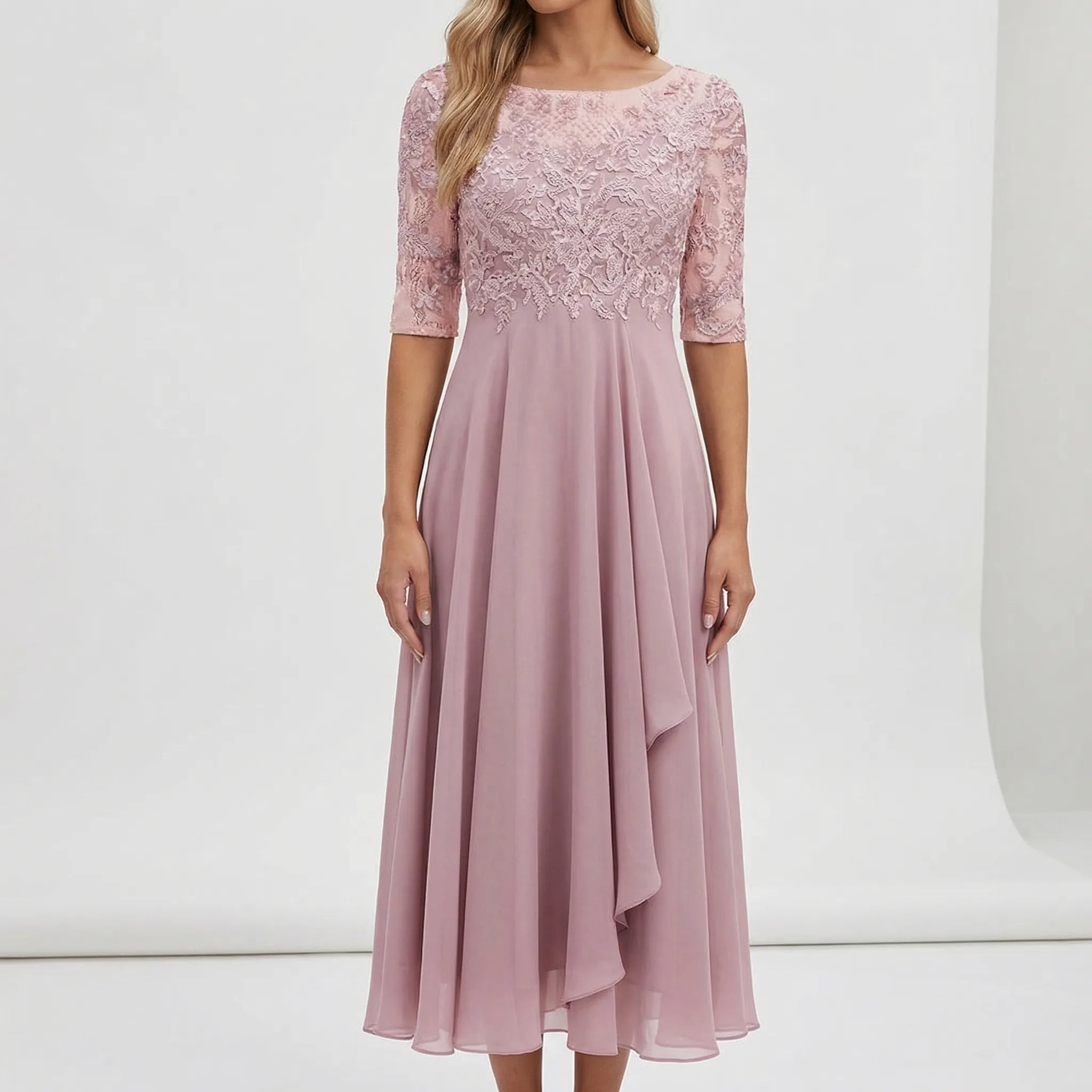 Midi Sukienka Z Koronkowym Gorsetem - Na Eleganckie Przyjęcia 