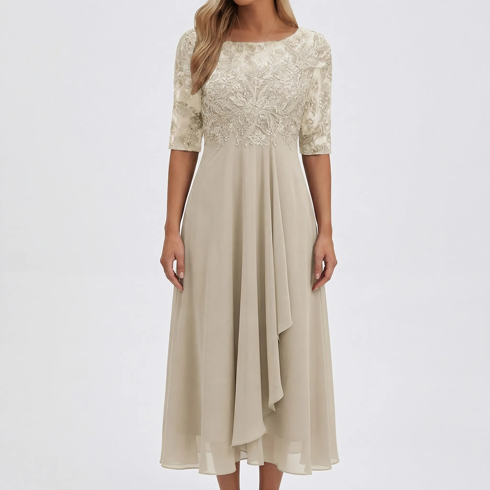 Midi Sukienka Z Koronkowym Gorsetem - Na Eleganckie Przyjęcia 