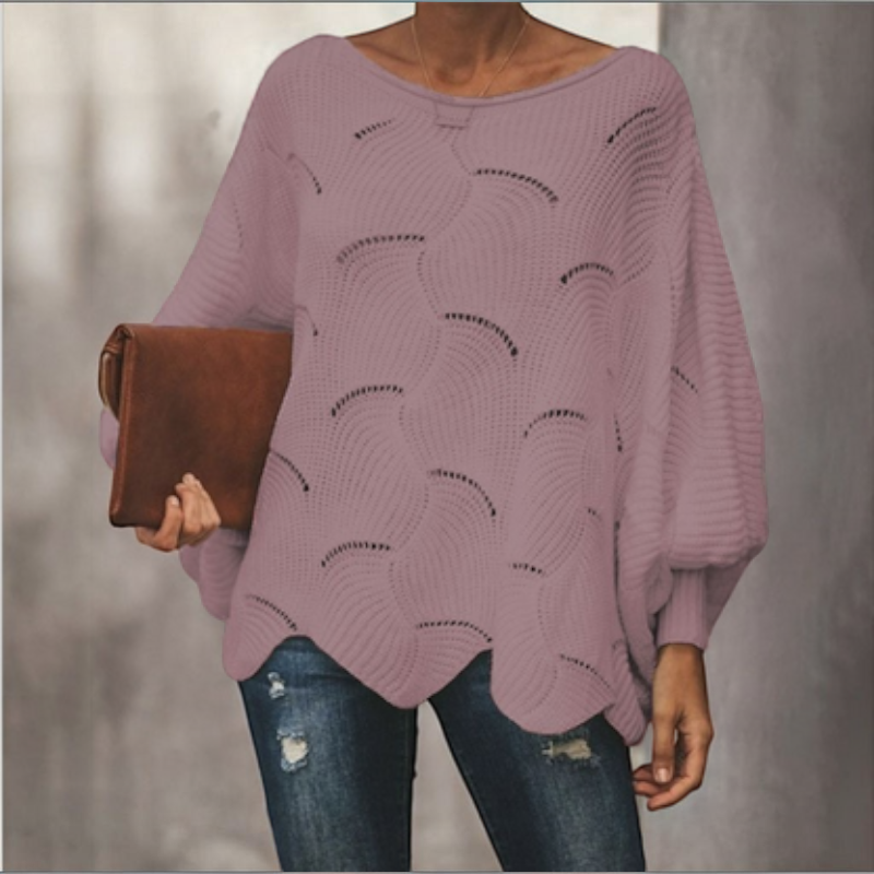 Elena – Damski Oversized Sweter Casual z Modnymi Wycięciami