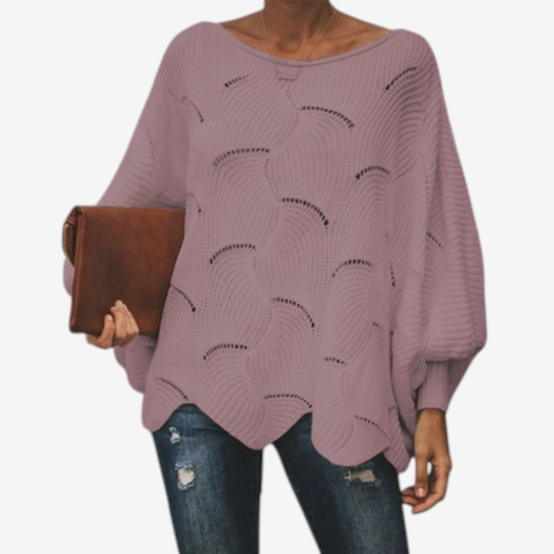 Elena – Damski Oversized Sweter Casual z Modnymi Wycięciami